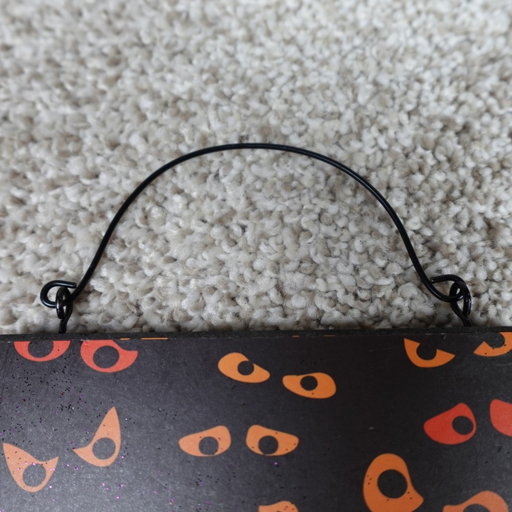 Halloween Knock‎ If You Dare Hanging Sign Orange Black Spooky Decor - Picture 4 of 6